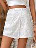 2026 Summer White Embroidered High-Waist Elastic Slit Shorts