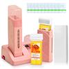 2-IN-1 Roll On Wax Kit, Seopri Double Wax Roller Kit for Hair Removal, Honey Roller Waxing Kit with 2 Wax Cartridge, 100 Pcs Wax Strips, 6 Pre- and