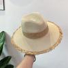 Cappello Panama a Frange Cappelli a Tesa Larga da Sole per Donna Paglia Fedora Cappello da Spiaggia Cappello di Paglia Arrotolabile a Tesa Larga Cappello da Sole per il Kentucky Derby