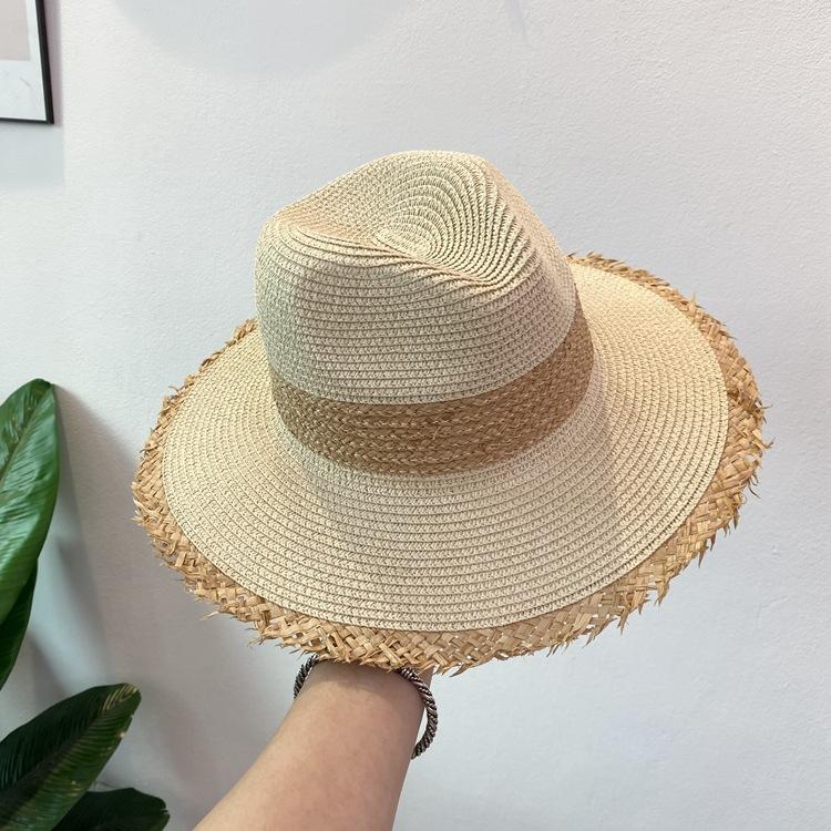 Cappello Panama a Frange Cappelli a Tesa Larga da Sole per Donna Paglia Fedora Cappello da Spiaggia Cappello di Paglia Arrotolabile a Tesa Larga Cappello da Sole per il Kentucky Derby