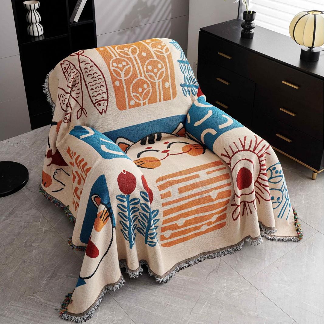 

Luxury Lucky Cat Recliner Cover: Non-Slip, Double-Sided, All-Season Backrest and Cushion Protector 90x90 cm