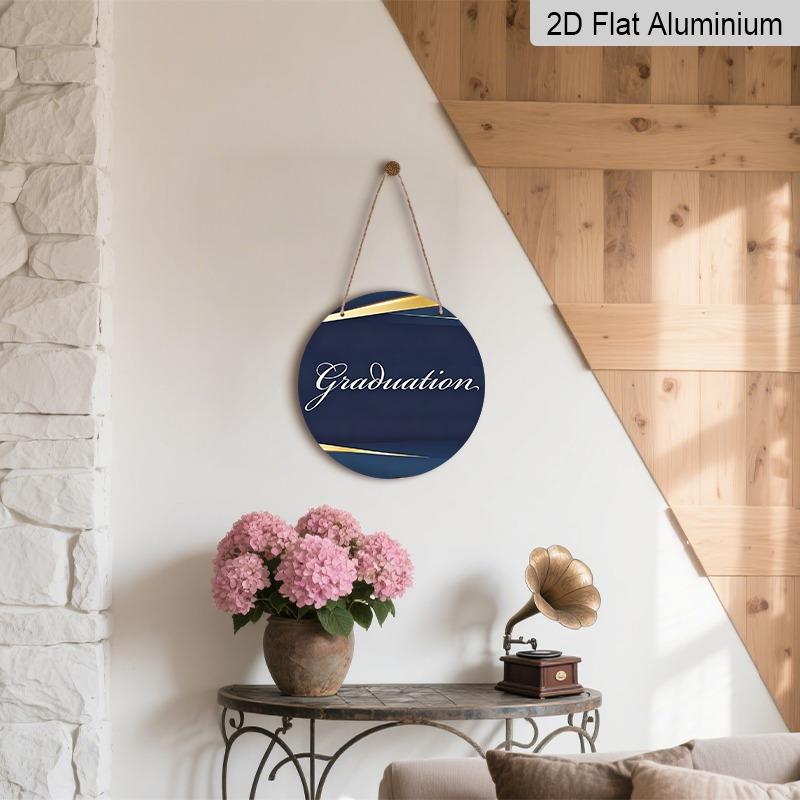 2D Platta Aluminiumexamens-tema Väggdekorationer Finns i Flera Storlekar, Med En Minimalistisk, Lyxig Mörkblå Design, Vilket Gör Dem Till En