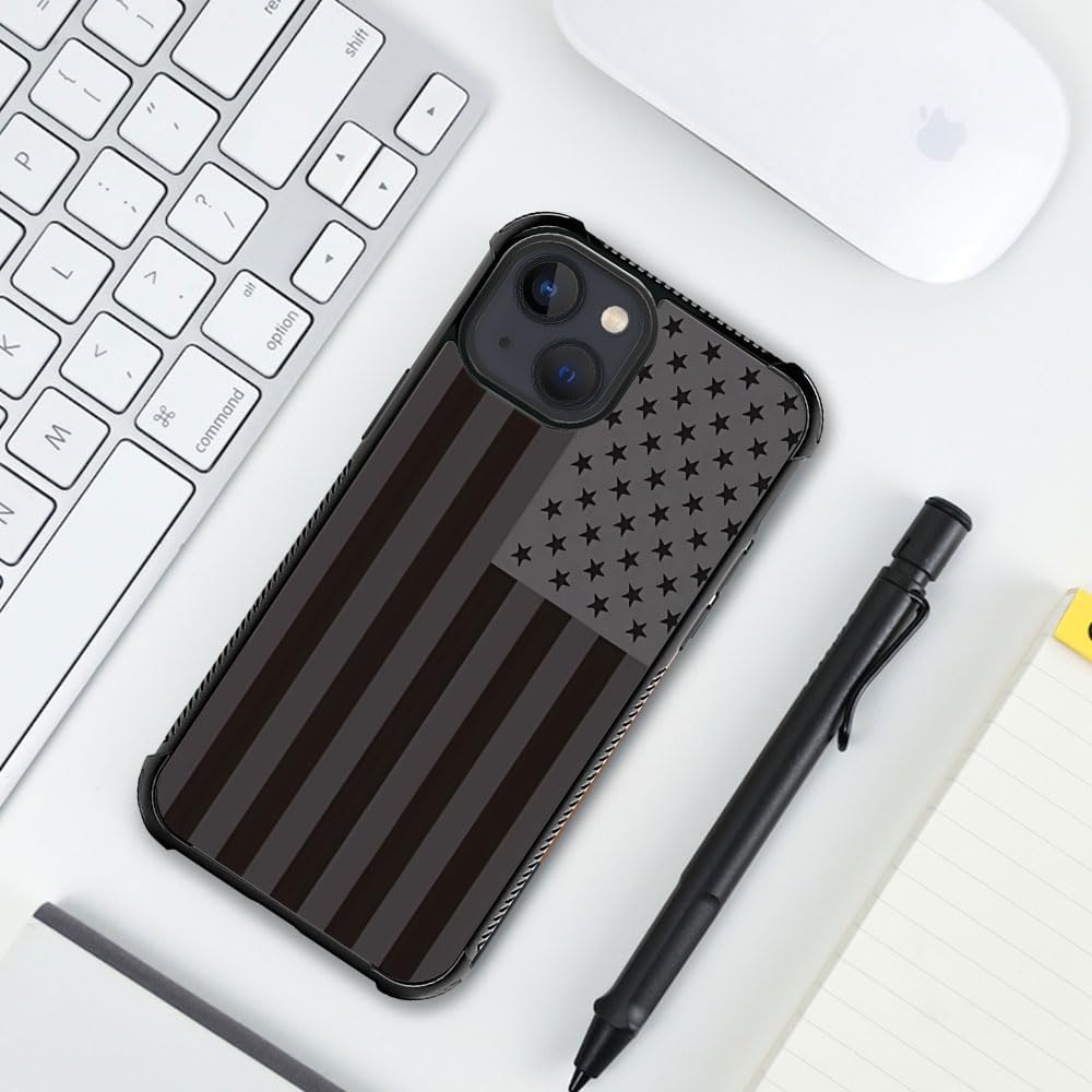 Case Compatible with iPhone 15,H Gray American Flag G3 Pattern Design Scratch and Shock Resistant Rugged TPU Protective Case for iPhone 15