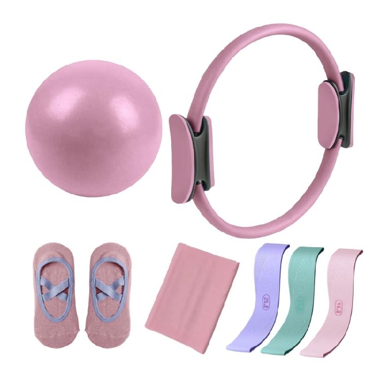 7 delar Pilates Essential Kit Yoga Träningskit Pilatesringar Set Magisk Cirkel för Hem och Resor