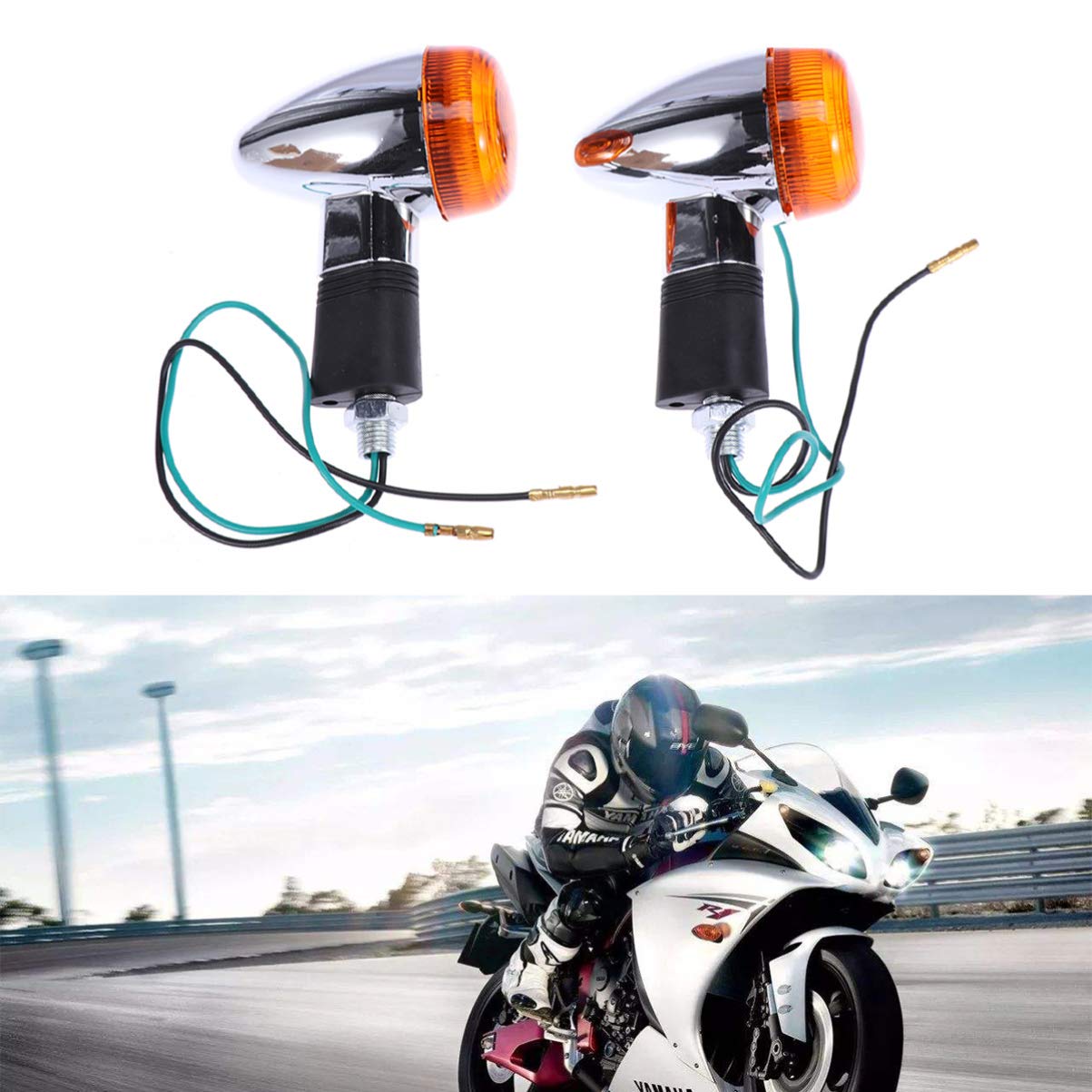

VORCOOL 4pcs Motorcycle Turn Signal Bullet Shape Turn Signal Light Indicator Lamp Blinker Light with Orange Cover for Motorcycle