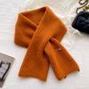 Simple knitted small scarf containing wool, women's autumn and winter age reduction versatile solid color warm cross wool scarf