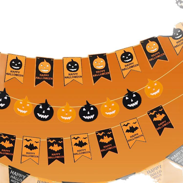 Festone Decorazione Lanterna Zucca di Halloween - Bandierine da Appendere per Atmosfera di Festa e Oggetti di Scena per Foto