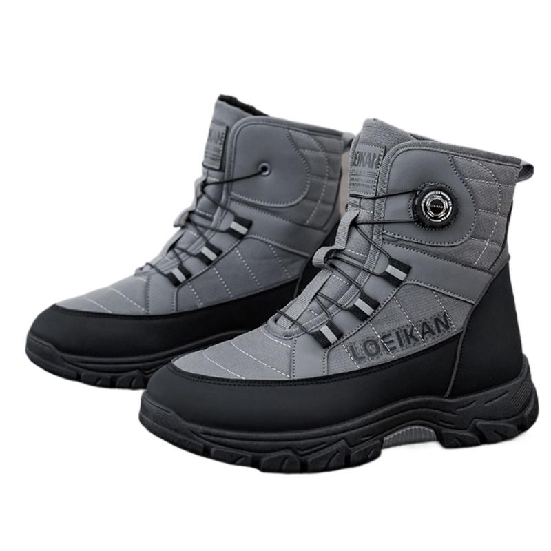 2025 Winter Shoes Mens Snow Boots Waterproof Warm Plush Flat Non-slip Fashion Brand Male Ankle Boots Mens Cotton Shoes Plus Size 47