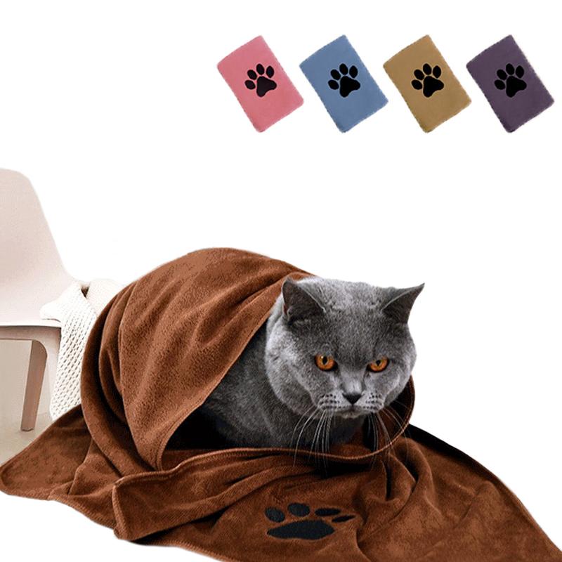 35*75cm/50*100cm Microfiber Pet Bath Towel Embroidered Super Soft Absorbent Cat For Dogs Blanket Grooming Supplies