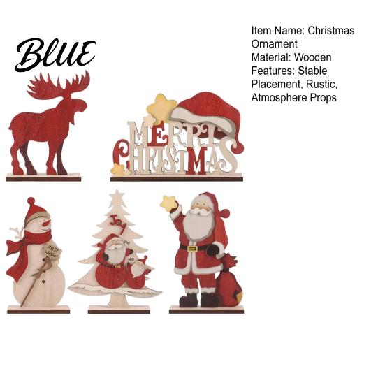 Christmas Desktop Centerpieces Nordic Ornaments Wood Reindeer Santa Claus Snowman Figurine Ornament Gifts for Kids Rustic Decoration Holiday