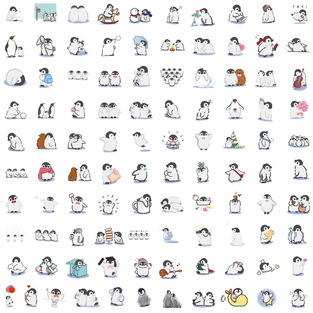 100 Watercolor Penguin Graffiti Stickers Mobile Phone Computer Water Cup Decoration Stickers Waterproof Creative Children Cartoon Stickers