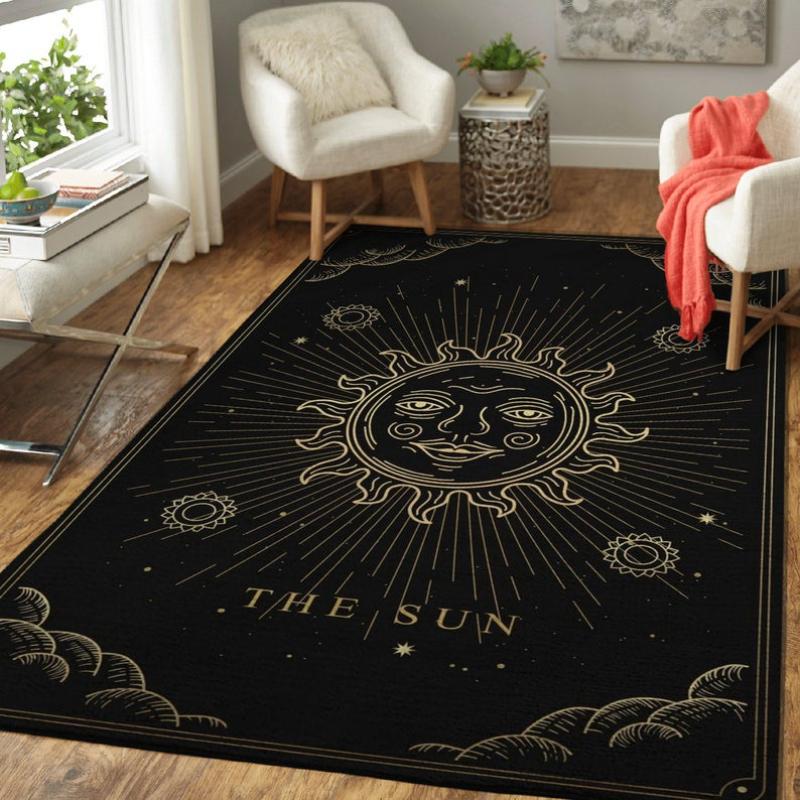 Gothisches Schlafzimmer Tarot Mond Sonne Teppich für Wohnzimmer Heimdekoration Schlafzimmer Bettseite Fußmatte Hexe Gothischer Teppich Heimteppich