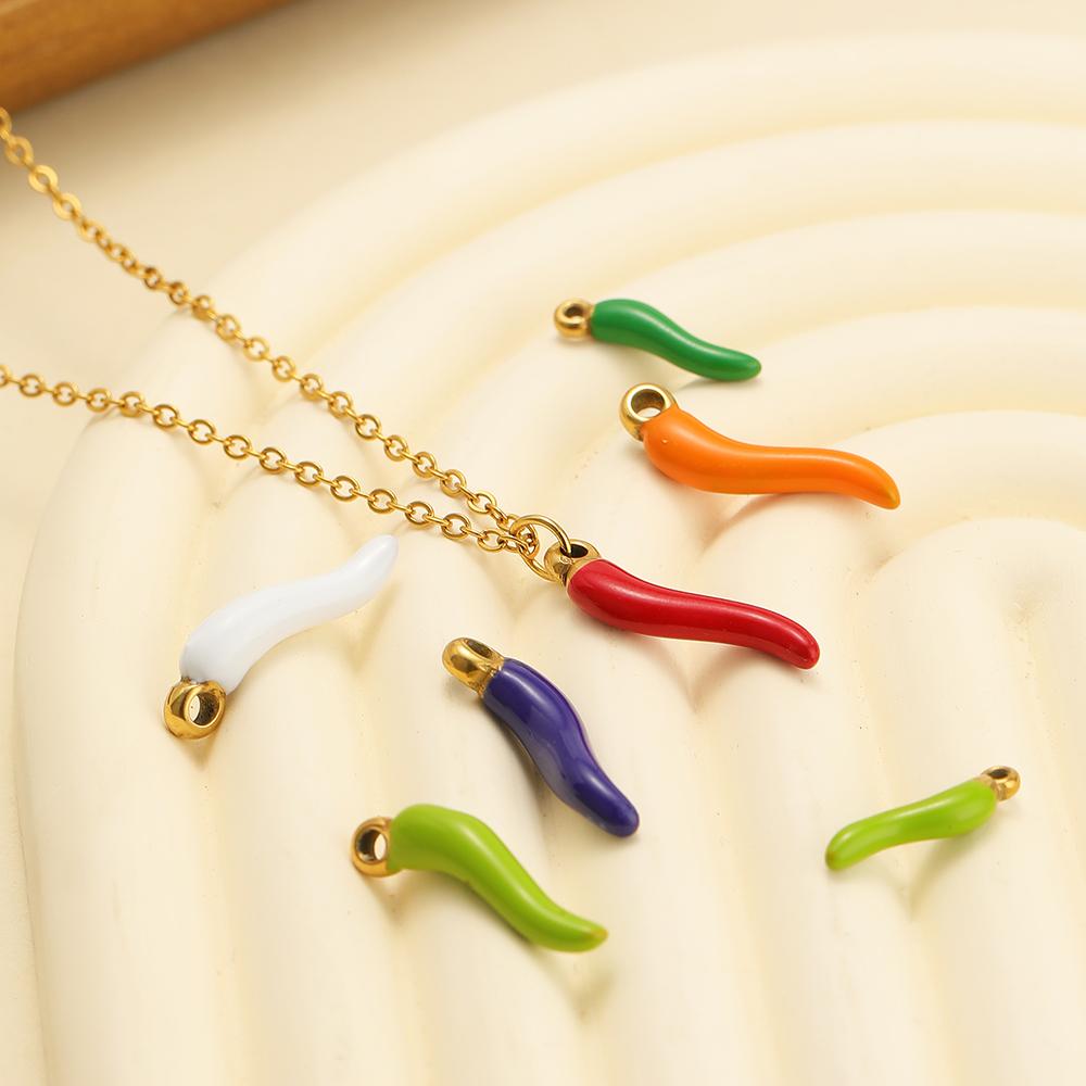 5pcs Stainless Steel Little Pepper Charms for Women Necklace Girls Bracelet Findings DIY Jewelry Accessories Earrings Making