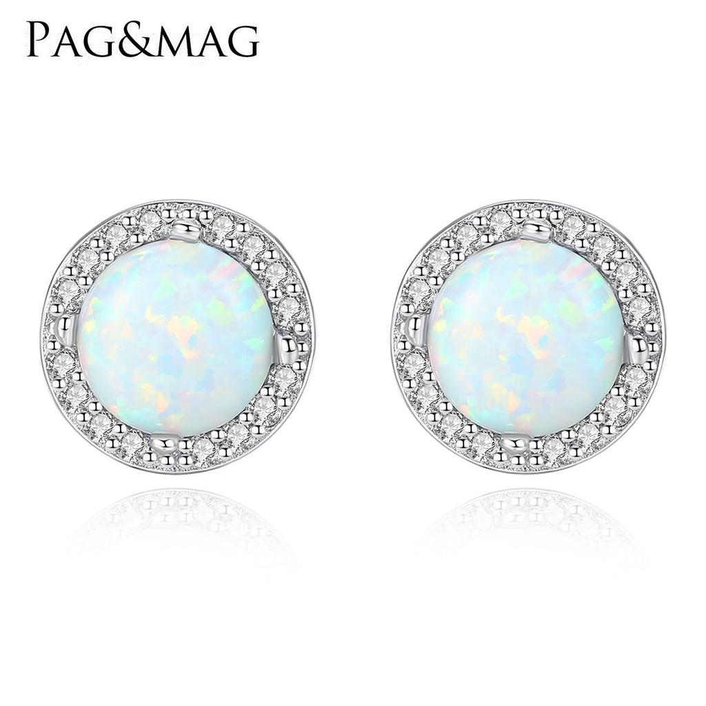PAG&MAG S925 Silver Opal Zircon Fashion Earrings for Women