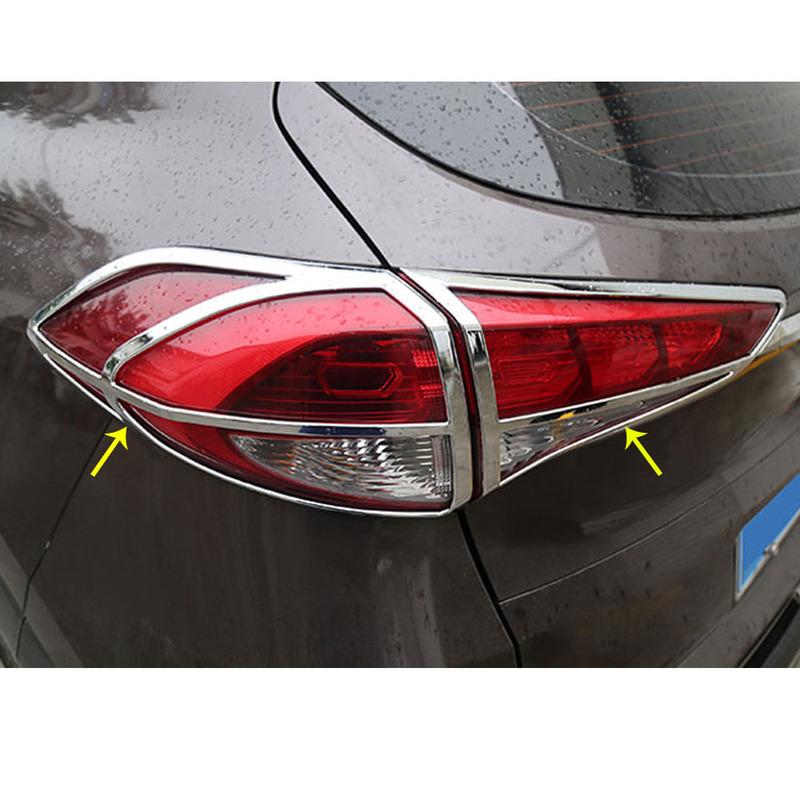 For Hyundai Tucson 2015 2016 2017 2018 Car Body Rear Back Light Lamp Detector Frame Stick Styling ABS Chrome Cover Trim Eyebrow