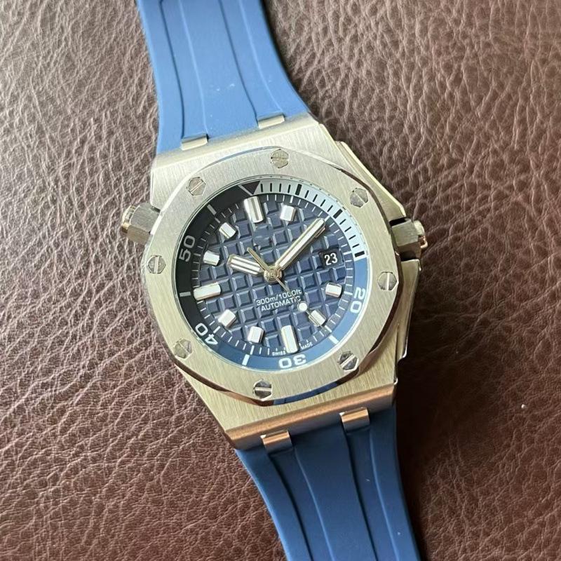 Pánské automatické mechanické hodinky Royal Oak A-P řady 15720 s kalendářem a svítícím silikonovým velkým ciferníkem
