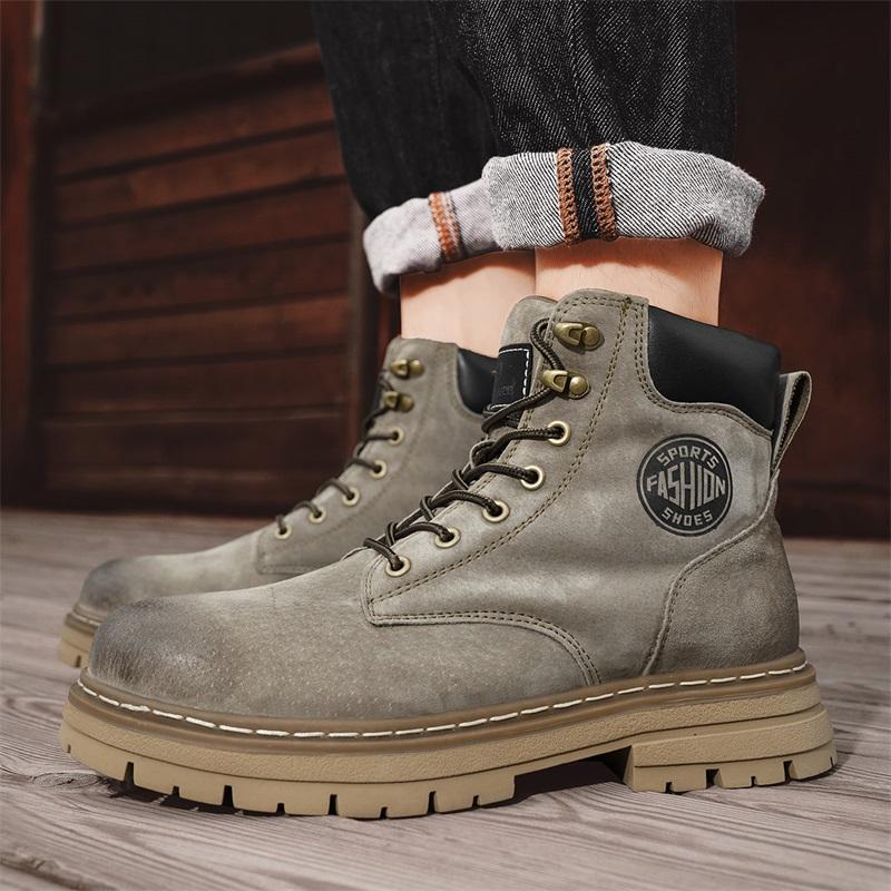 FashionWinter Classic Male Shoes Fashion Men's Leather Cowboy Boot Outdoor Casual Handmade Sneakers New Young Men Travel Ankle Boots