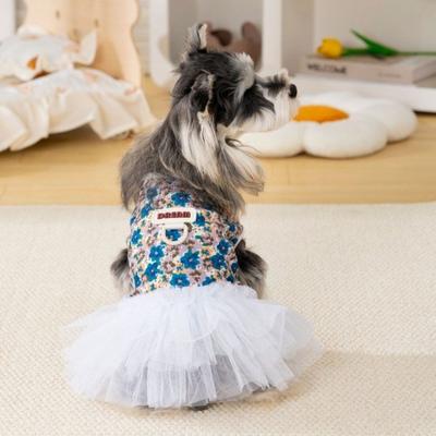 Breathable Dog Floral Skirt White Lace Cat Tutu Skirt Yarn Skirt Suspender Skirt Photo Shoot