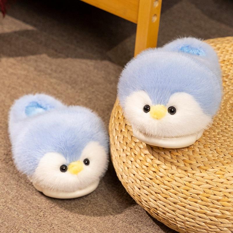 Unisex Penguin Slippers Plush and Adorable Home Slippers Thick-Soled Warm Winter Indoor Slippers