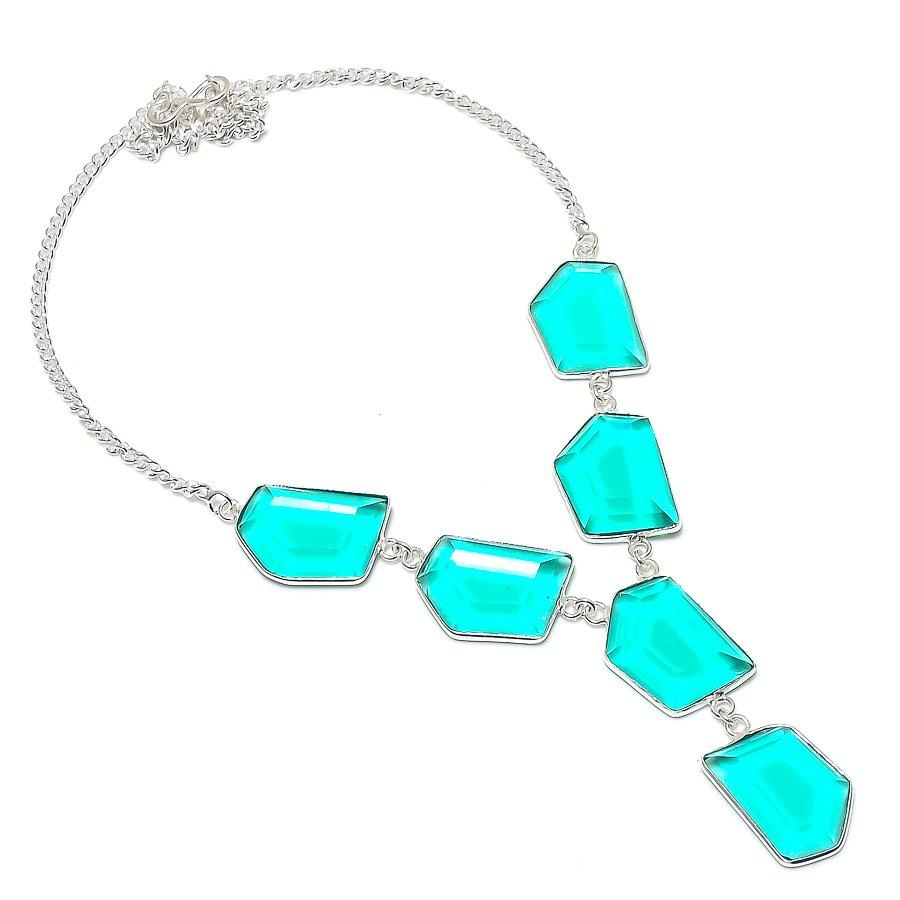 

Ювелирное ожерелье из стерлингового серебра 925 пробы с натуральным индиколитом и турмалином 18 дюймов T4L76