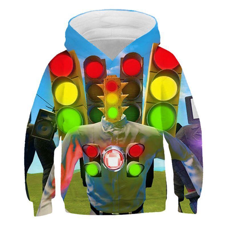 Felpe con Cappuccio Grafica 3D Gioco Divertente Skibidi Toilet Felpe High Street Ragazzi Ragazze Pullover Larghi Streetwear Felpe per Adolescenti