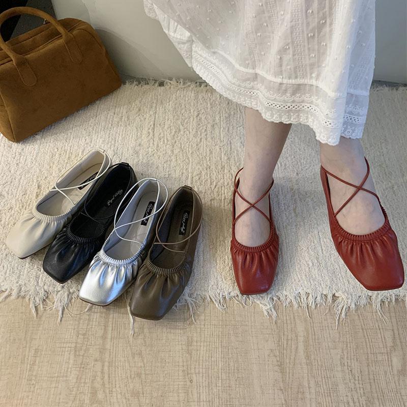 Fashion Soft Female Fashion Square Toe Ladies Flats With Shoes Casual Footwear Shallow Women Ballet Flats Slip On Shoes