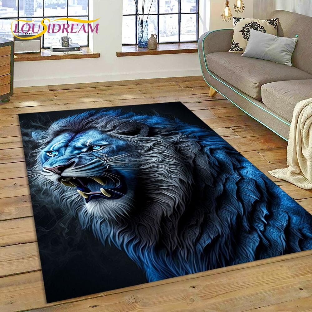3D Beast Tiger Lion Animal Wildlife Cartoon Carpet Rug for Home Living Room Bedroom Sofa Doormat Decor,kid Area Rug Non-slip Mat