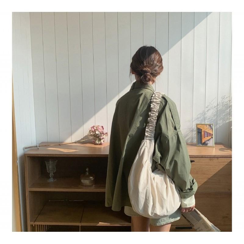High-quality Bargain Price New Pastoral Style Pleated Lace Shoulder Strap Canvas Large Capacity Women's Single Bag Tote