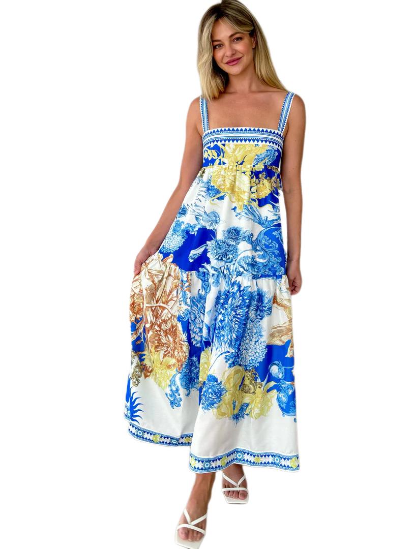 

Длинная юбка в европейско-американском стиле для летних каникул с принтом - 68639 Extra Large синий