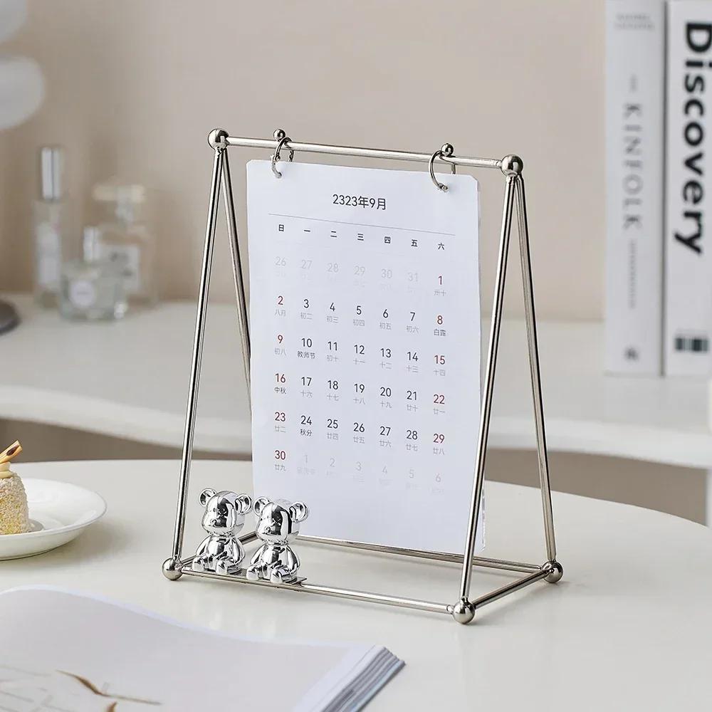 Home Decor Creative Bear Swing Photo Frame Living Room Table Ornament Office Desk Accessories Metal Decoration Crafts