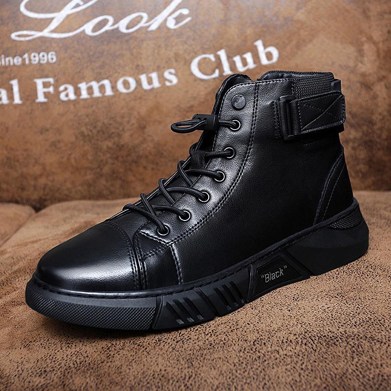 2023 Chelsea Martin Men's Warm Velvet High Top Casual British Leather Boots