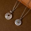 S925 Sterling Silver Peace Buckle Necklace with Natural Chalcedony - New Chinese Style Luxury Clavicle Chain X131
