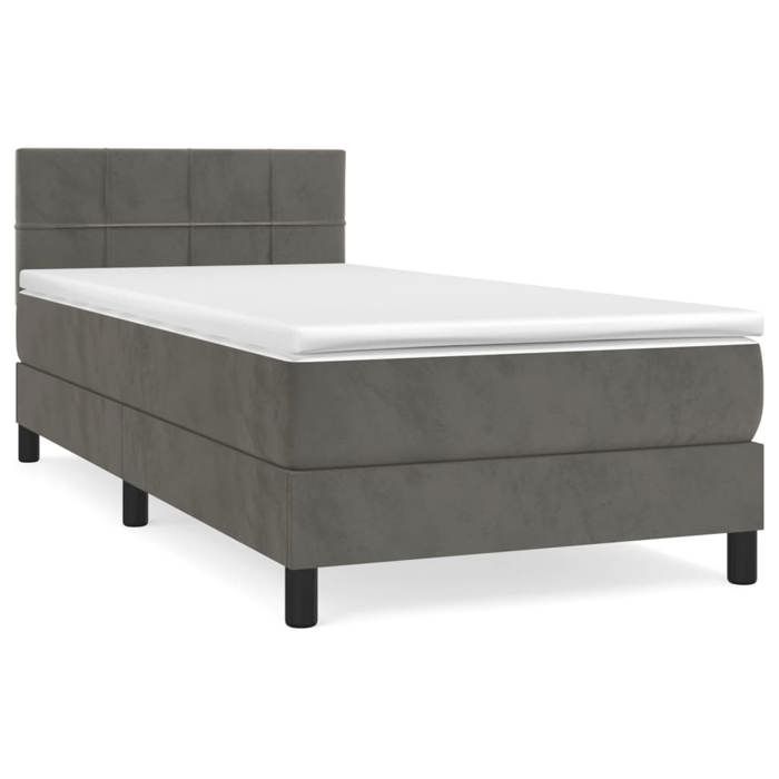 Maison Exclusive - Sommier à lattes de lit et matelas Gris foncé 90x190 cm Velours
