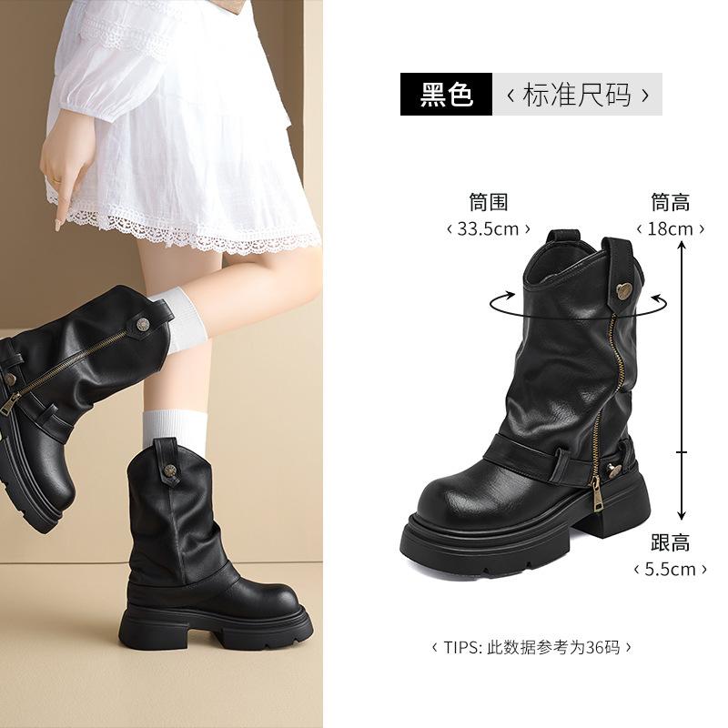 Augustine Martin Boots Women's 2025 New Autumn and Winter Fleece Merad Platform British Short Boots Pile Western Boots