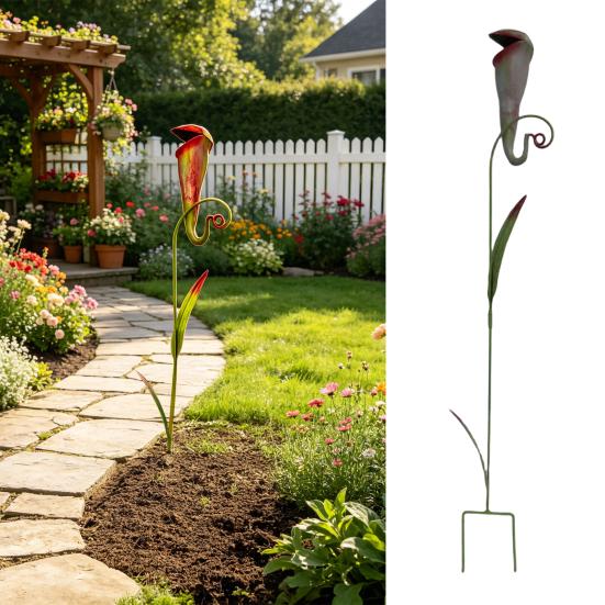 Yousheng Carnivorous Plant Garden Stake, Metal Pitcher Plant Sculpture, Insectivorous Plant Yard Art Stake, Outdoor Decoration for Lawn Patio Yard