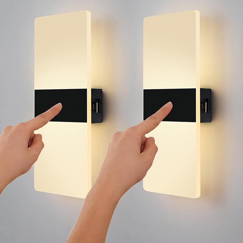 Rechargeable Wall Lights Set of 2 Battery Operated Wall Sconces Indoor LED Wireless USB Charging Batteries Lamps Portable Magnetic Wall Lighting for