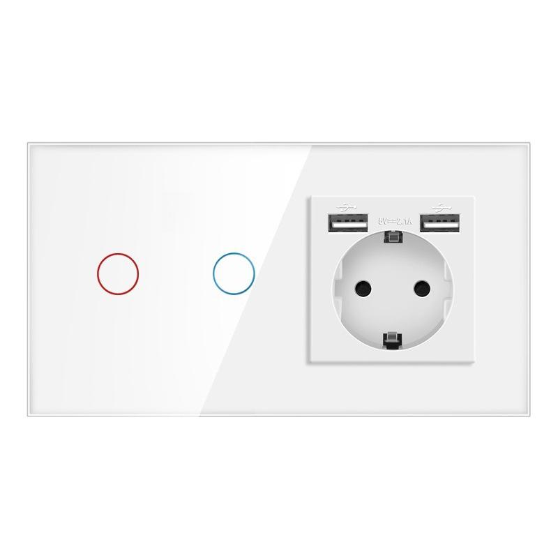 157 European Touch Switch & German Socket with Integrated Glass Panel for Homes