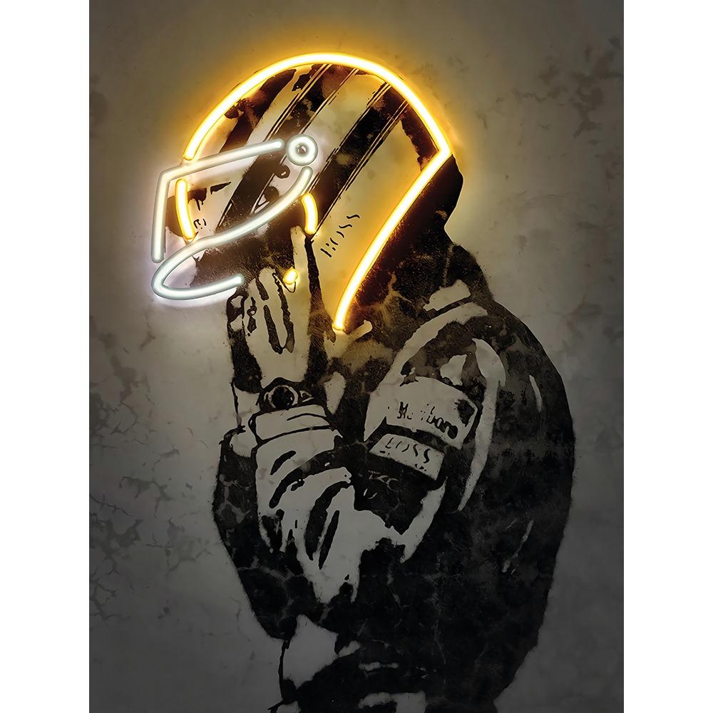 

Неоновый дизайн гоночный автомобиль водитель шлем плакат холст картина настенное искусство для современной гостиной украшение дома без светодиода 21*30cm No Frame