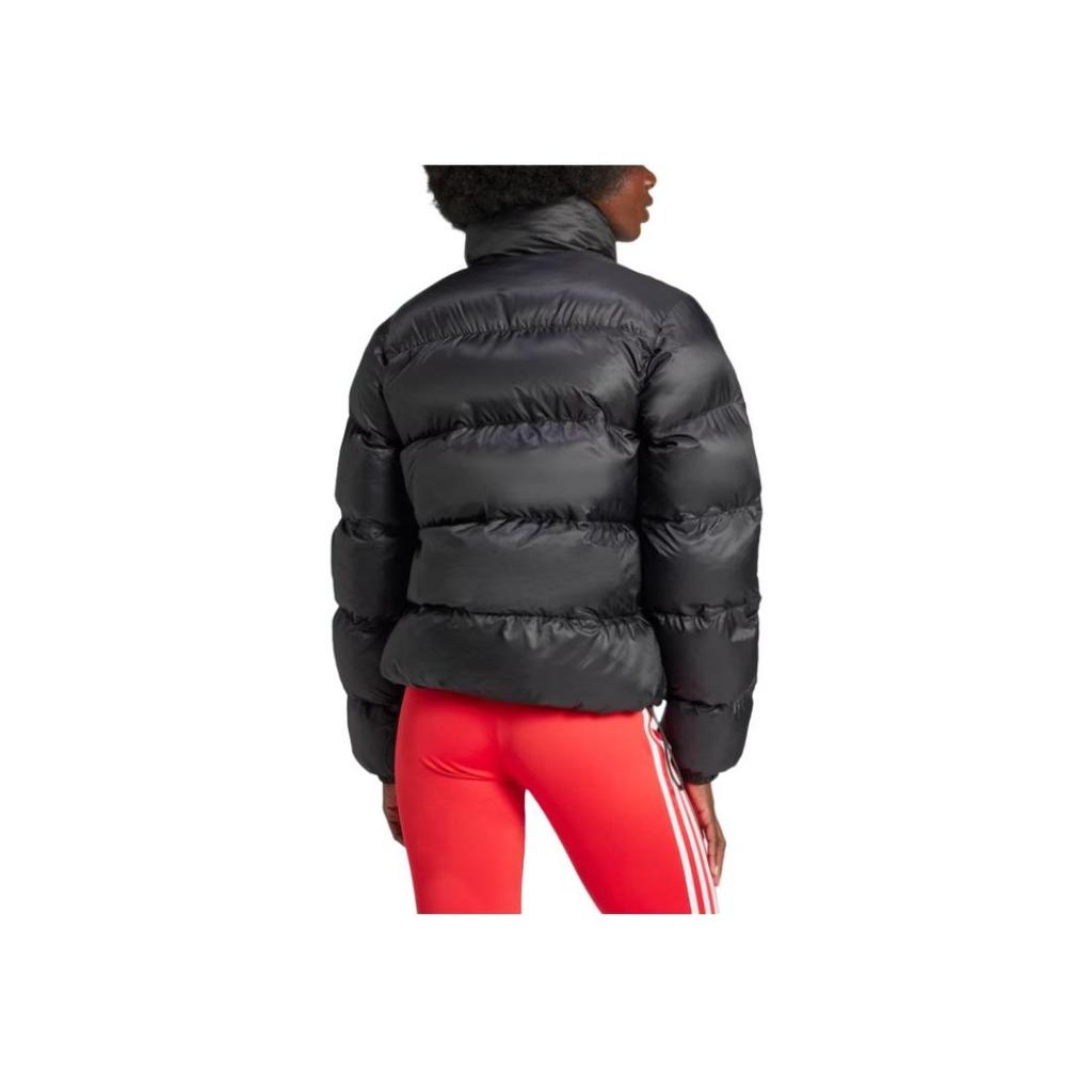 Adidas Originals Adicolor Short Puffer Jacket Fashion Logo Zipper Stand Collar Lightweight Quilted Cotton Jacket Women Jackets Black JD0420