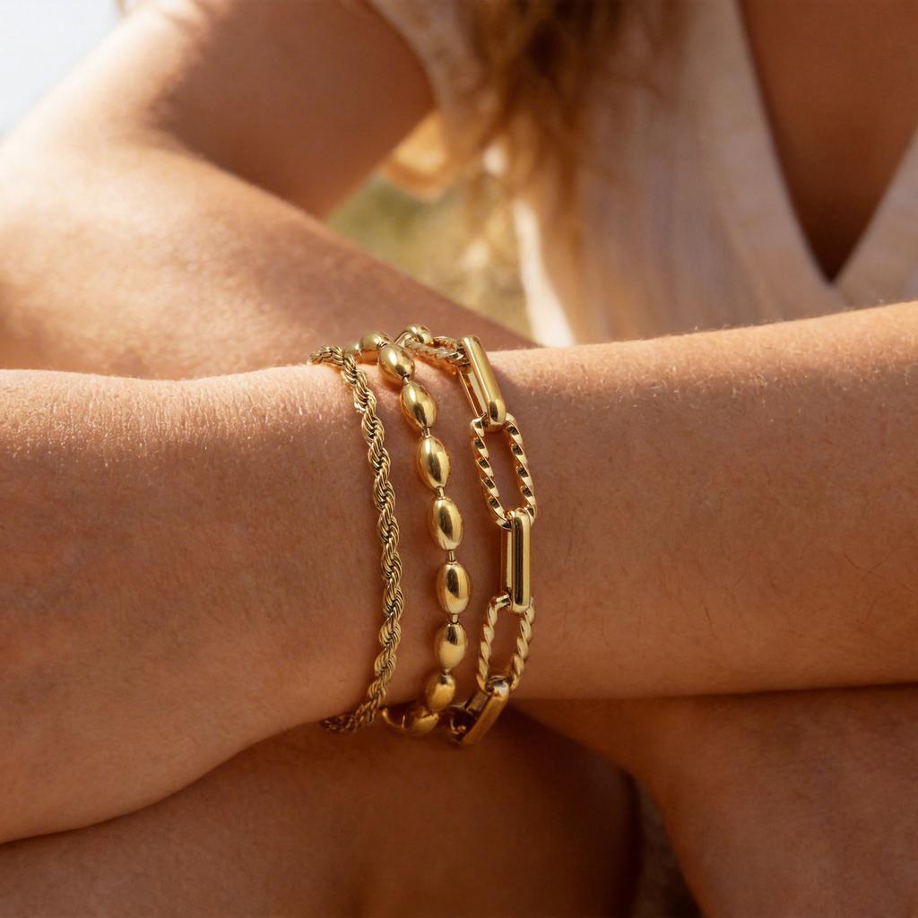 Bracelets for Women Non Tarnish, Stack Stainless Steel Bangles, Tie Knot Cuffs, Cuban Rope Paperclip Beaded Fashion Bracelet