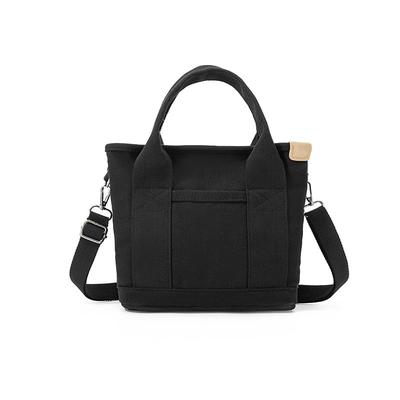 Z-ONE Damen Leichte Canvas-Tragetasche mit Reißverschluss, Stoffteiler, Umhängetasche, Muttertasche, Schultertasche, Lunchtasche, Stilvoll und Niedlich (Schwarz)