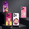 Cute Masha and the Bears Phone Case For iPhone 17 16 15 14 13 12 Max Plus Silicone Black Cover
