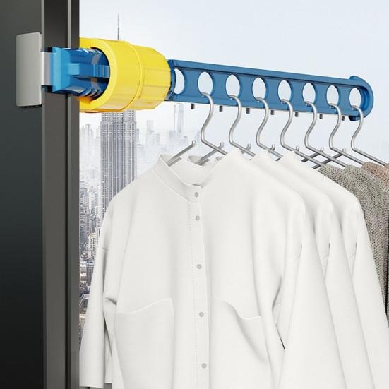 8-Hole Clothes Hanger Rack Window Frame Mount Portable Adjustable Heavy Duty Travel Clothing Drying Holder Organizer