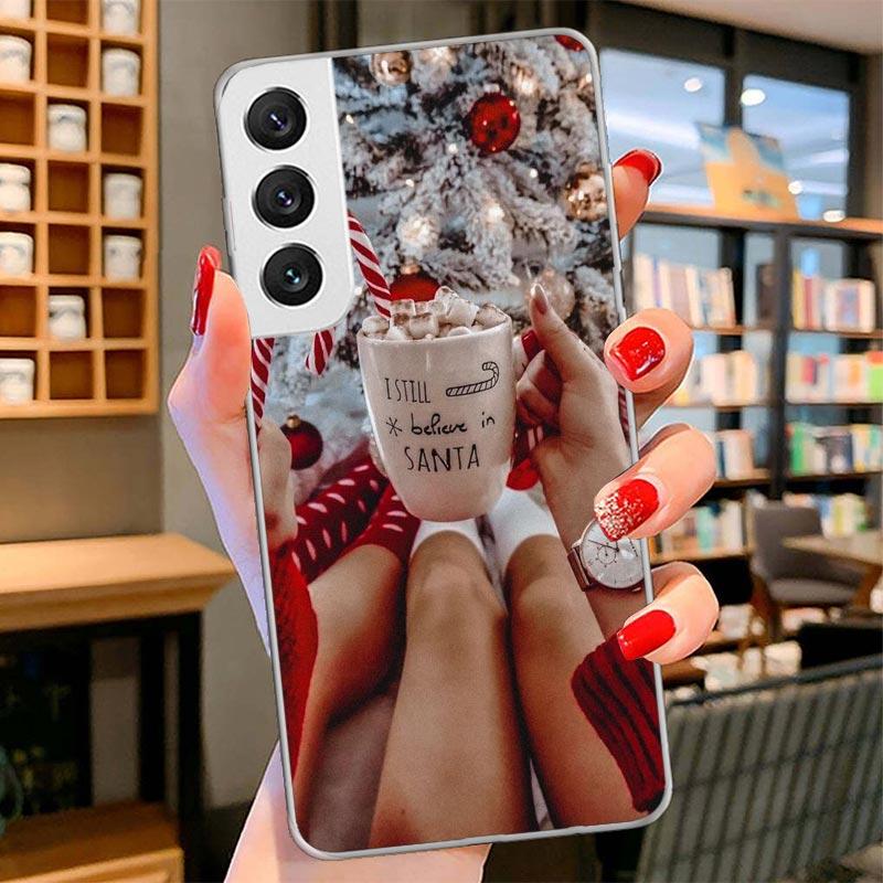 Winter Coffee Christmas Cover Phone Case For Samsung Galaxy S26 S25 Edge S24 Ultra S23 S22 Plus S21 S20 FE Soft Fundas Shell Gal