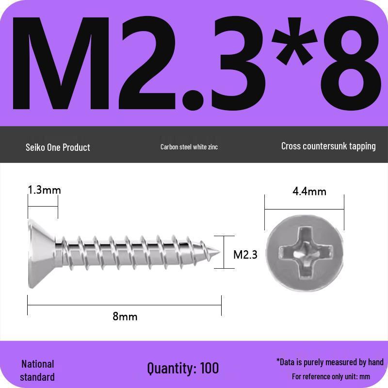 Iron Galvanized Phillips Flat Head Self-Tapping Screws - Countersunk M1 To M4