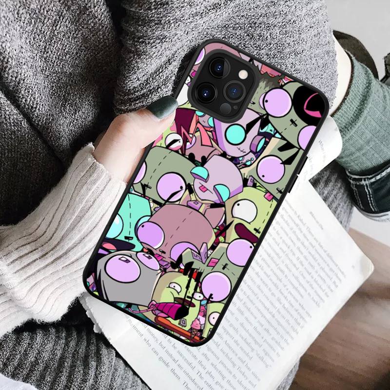 YNDFCNB Invader Zim-Telefonhülle für iPhone 11 12 13 Mini Pro Max 8 7 6 6S Plus X 5 SE 2020 XR XS Funda-Hülle
