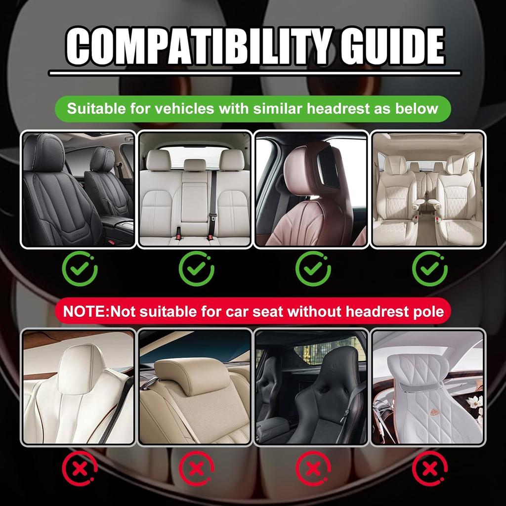 4PCS Funny Cartoon Car Headrest Covers, Cute Funny Cartoon Eyes Car Headrest Covers, CarSeat Head Rest Protector For Auto Front Seat Rest Decoration,