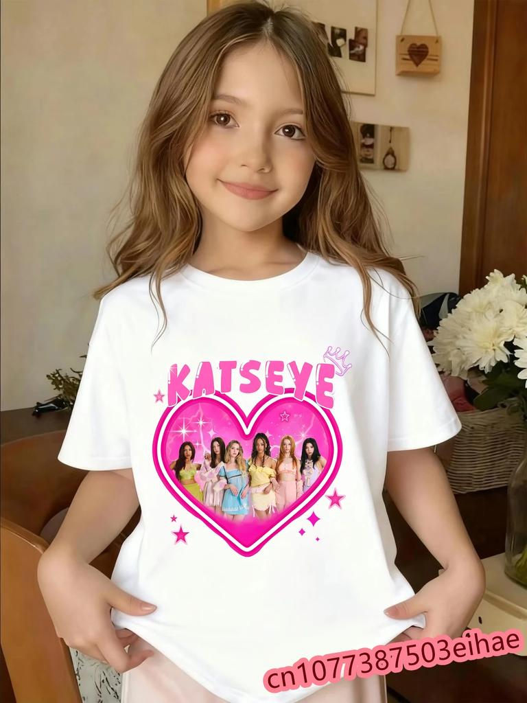 Y2K Daily Casual KATSEYE Music Children TeeCute Street Short Sleeve TopSummer Trend Outfit for Boys and Girls Young Kids