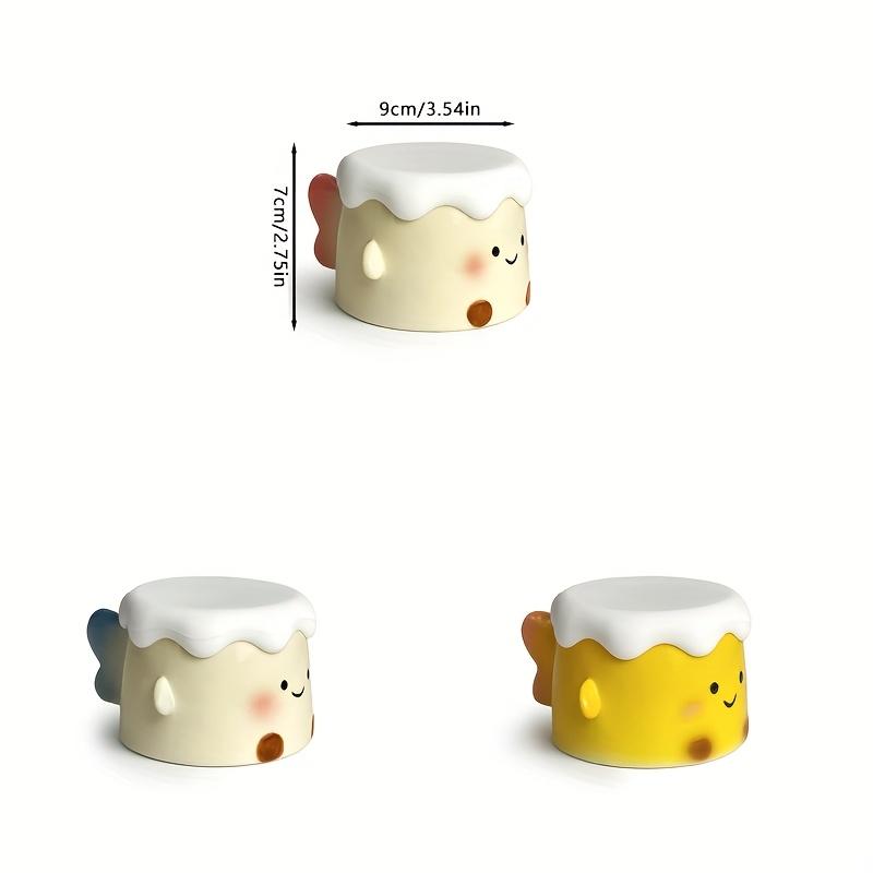 1pc Ceramic Angel Cake Coffee Mug with Lid, Cute Cake Shaped Mocha Cup, Creative Angel Wings Handle Design, Suitable for Home Decor