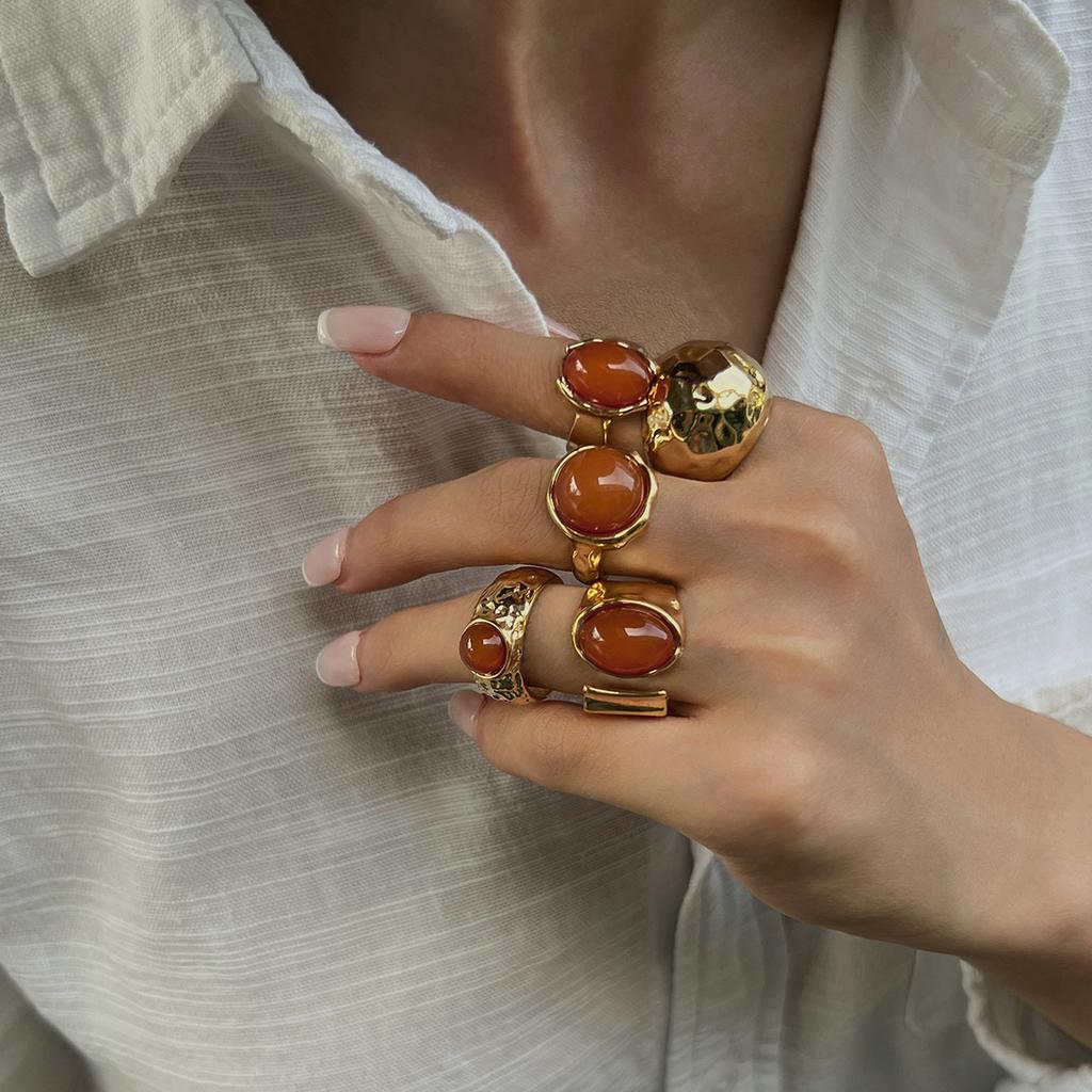 Geometric Adjustable Ethnic Open Ring Set Fashion Jewelry Aesthetic Retro Vintage Punk Gold Color Knuckle Joint Rings Irregular Accessories